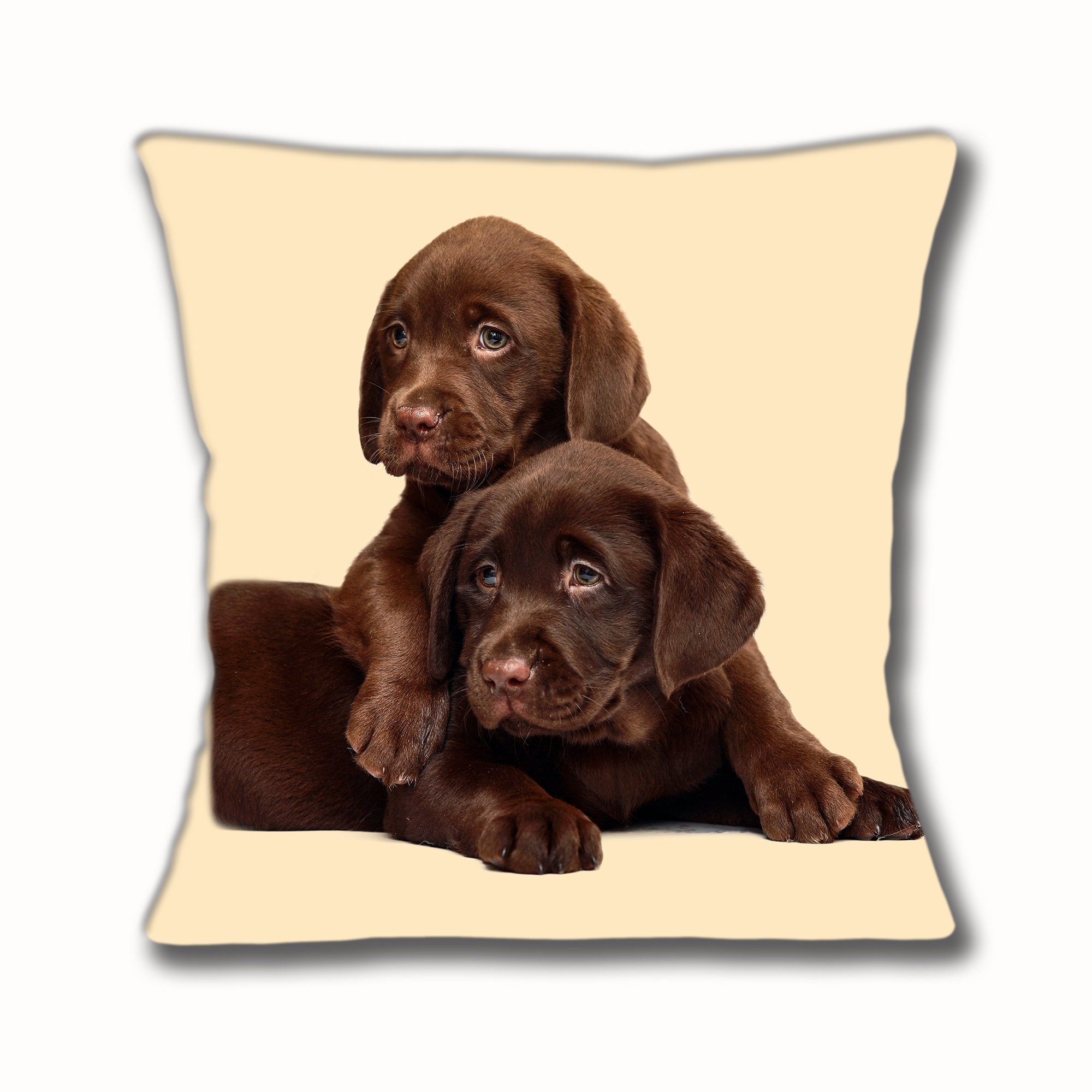 Chocolate Labrador Cushion Cover Puppies Cuddling 16 Inch 40cm Etsy