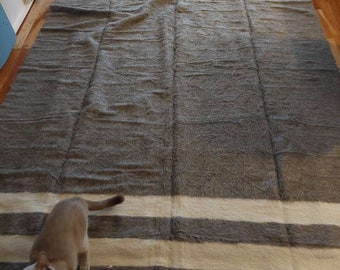 ORGANIC BLANKET CARPET Handwoven Mesopotamia Goat Hair Rug, 165 cm x 235 cm Blanket Organic Wool Oriental