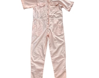 Gearing Up Jumpsuit Women S Peach Excellent Vintage Cotton Utility Boiler Suit