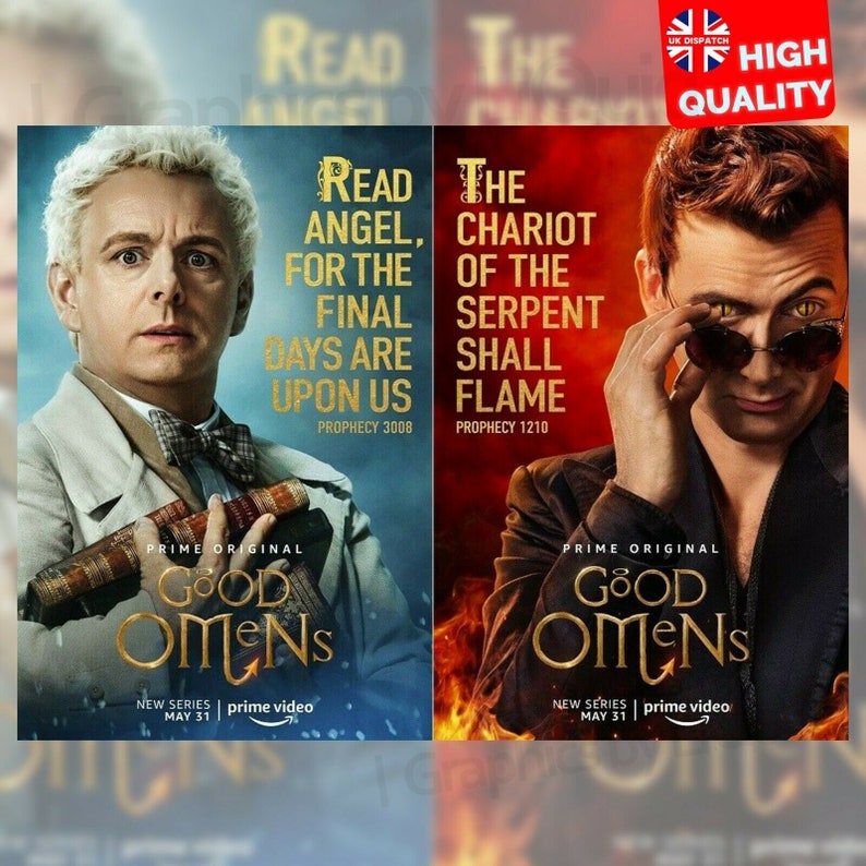 Good Omens David Tennant Michael Sheen TV Series 2 Silk Canvas Poster 24x36/'/'