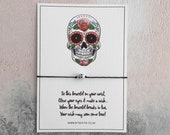 Sugar Skull Halloween Wish Bracelet, Skull Bracelet, Friendship Bracelet, Halloween Gift, Gothic Jewellery, Halloween Costume Accessories