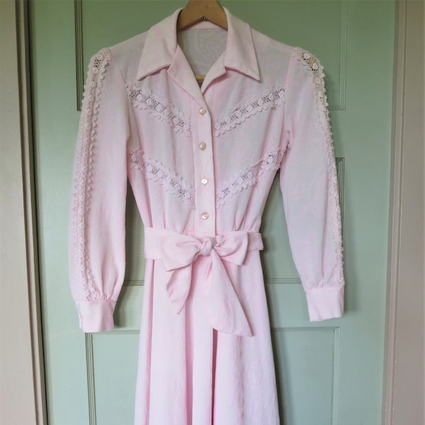 Vintage Pink Dress, Vintage Dress, Pink Dress, 60s Dress, Fall Dress, Lace Dress, Vintage, Dress, 60s, Long Sleeve, Lace, Valentine Dress