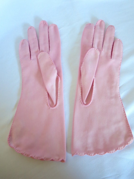 Pink Gloves, Vintage Gloves, 40s Gloves, Light Pi… - image 4