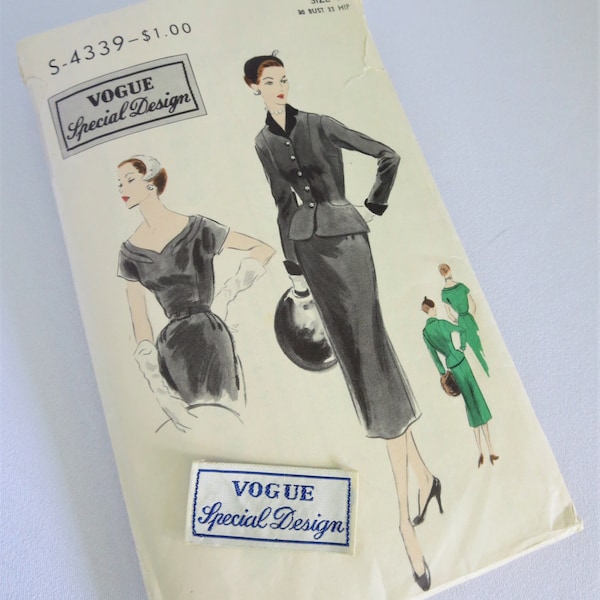 1950's Vogue Special Design Two Piece Suit Dress Pattern - Bust 32