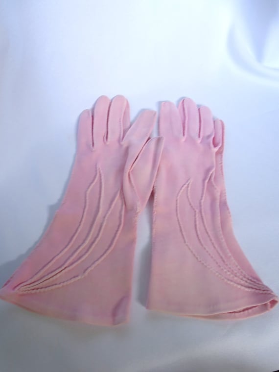 Pink Gloves, Vintage Gloves, 40s Gloves, Light Pi… - image 3