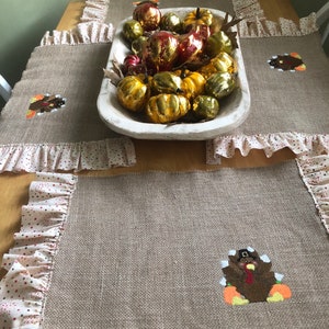 Thanksgiving embroidered rustic placemats