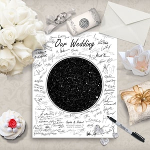 Wedding Guest Book Alternative, Unique Guest Book Ideas, Night Sky Star Map, Wedding Night, Constellations Chart, Personalize Guestbook