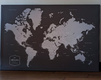 Personalized Push Pin World Travel Map, Unique Wedding Gift