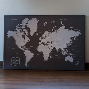 Mapa mundial personalizado do segundo aniversário, mapa de alfinetes do segundo aniversário, quadro de alfinetes do mapa mundial, presente personalizado, mapa de viagem de casal, para ele para ela