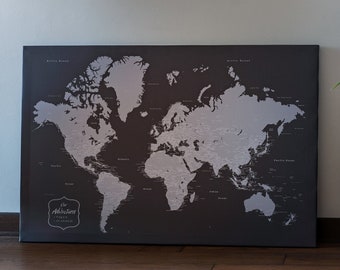 Custom Push Pin World Map: 2nd Anniversary Travel Gift