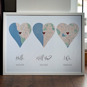 1. Jahrestag Papier Geschenk, für Frau, für Ehemann, 1 Jahr Jubiläum, 1. Jahrestag, 1. Jahrestag, Benutzerdefinierte Landkartenkunst, Hallo, Will du, ich tue