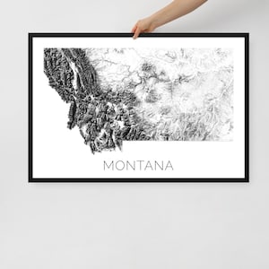 Montana Topografische Kaart, Kaart van Montana, MT Kaart, Montana Decor, Montana Muur Kaart, Montana Kunst, Topografische