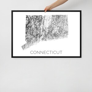 コネチカット州の地形図、コネチカット州の地図、コネチカット州の地図、コネチカット州の装飾、コネチカット州の壁地図、コネチカット州の芸術、地形図