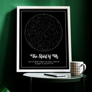 Mapa del cielo personalizado, mapa de la estrella personalizado, mapa de la constelación, impresión del mapa de la estrella, arte del mapa de la estrella, mapa de la noche, impresión del mapa de la estrella personalizada, cartel, arte de la pared
