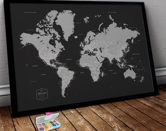 Personalized Push Pin World Map: Travel Tracker with 1000 Pins