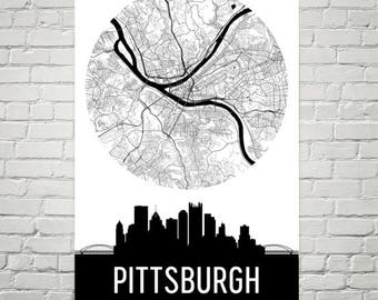 Pittsburgh Skyline Canvas Art, Pittsburgh Pennsylvania Decor Gifts