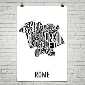 Impression Rome typographie quartier carte ville d’Art, Art mural Rome, Rome affiche d’Art, cadeaux, carte de Rome, oeuvre italienne, Rome, Italie Carte