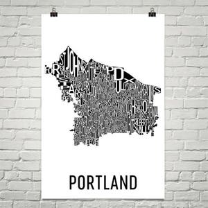 Impression de Portland typographie quartier carte ville d’Art, Art mural Portland, Portland Art Poster, cadeaux, carte de Portland, Portland, en Oregon ou Art