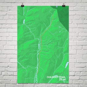 Mapa del sendero de Chilkoot, Impresión del paso de Chilkoot, Signo de Chilkoot, Mapa de Chilkoot, Póster de Skagway Alaska, Arte mural de senderismo, Regalo de Alaska, Regalos de senderismo