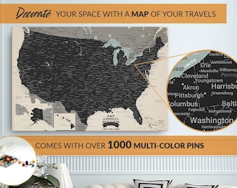 Travel Map Push Pin, Travel Map United States, USA, Travel Map Gift, Travel Map of US, Map to Track Travels, Mark Travels, States Visited
