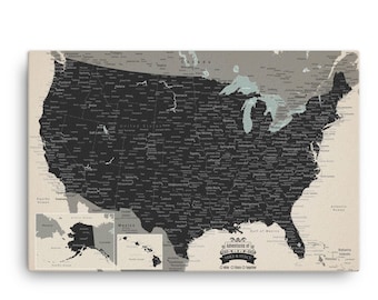 Personalized USA Push Pin Map, Cotton Anniversary Gift