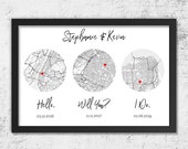 Hello, Will You, I Do, Map Art Print, Anniversary Wedding Gift, For Couple, Gift For Him, Heart Art, Cotton Anniversary Gift, Cotton Gift