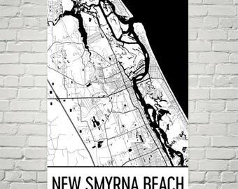New Smyrna Beach Map Etsy