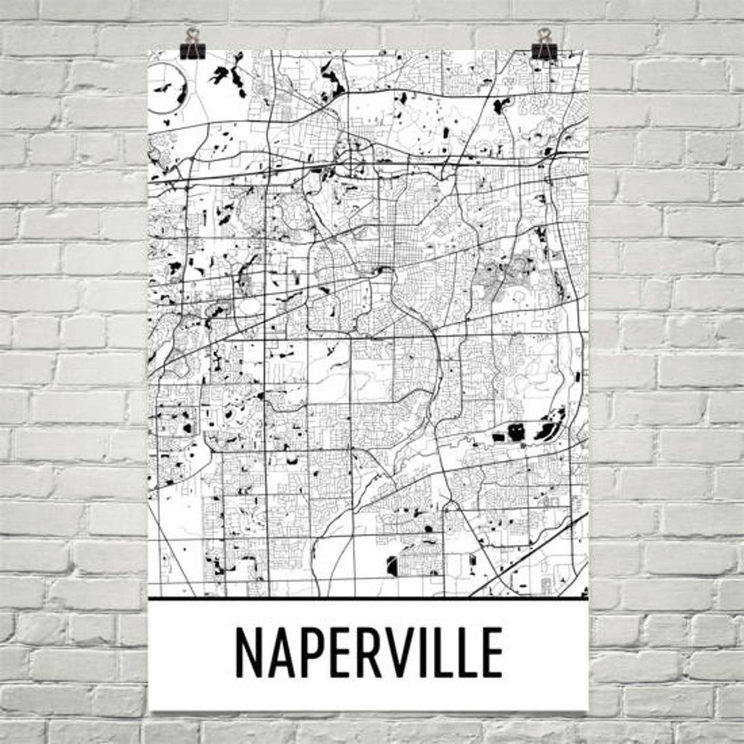 Naperville Map, Naperville Art, Naperville Print, Naperville IL Poster