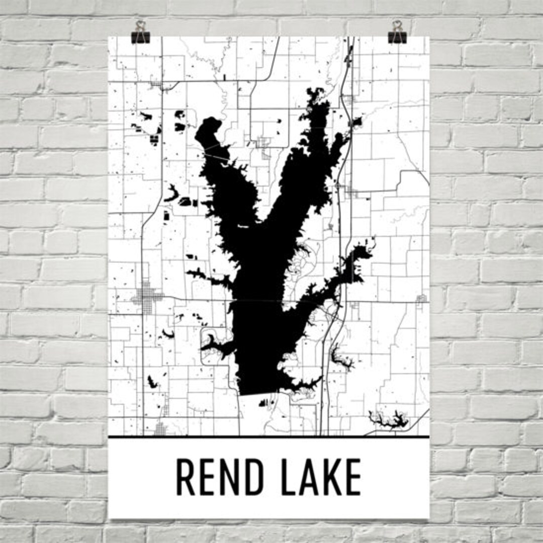 Rend Lake Illinois Map Art, Lake Decor - Etsy