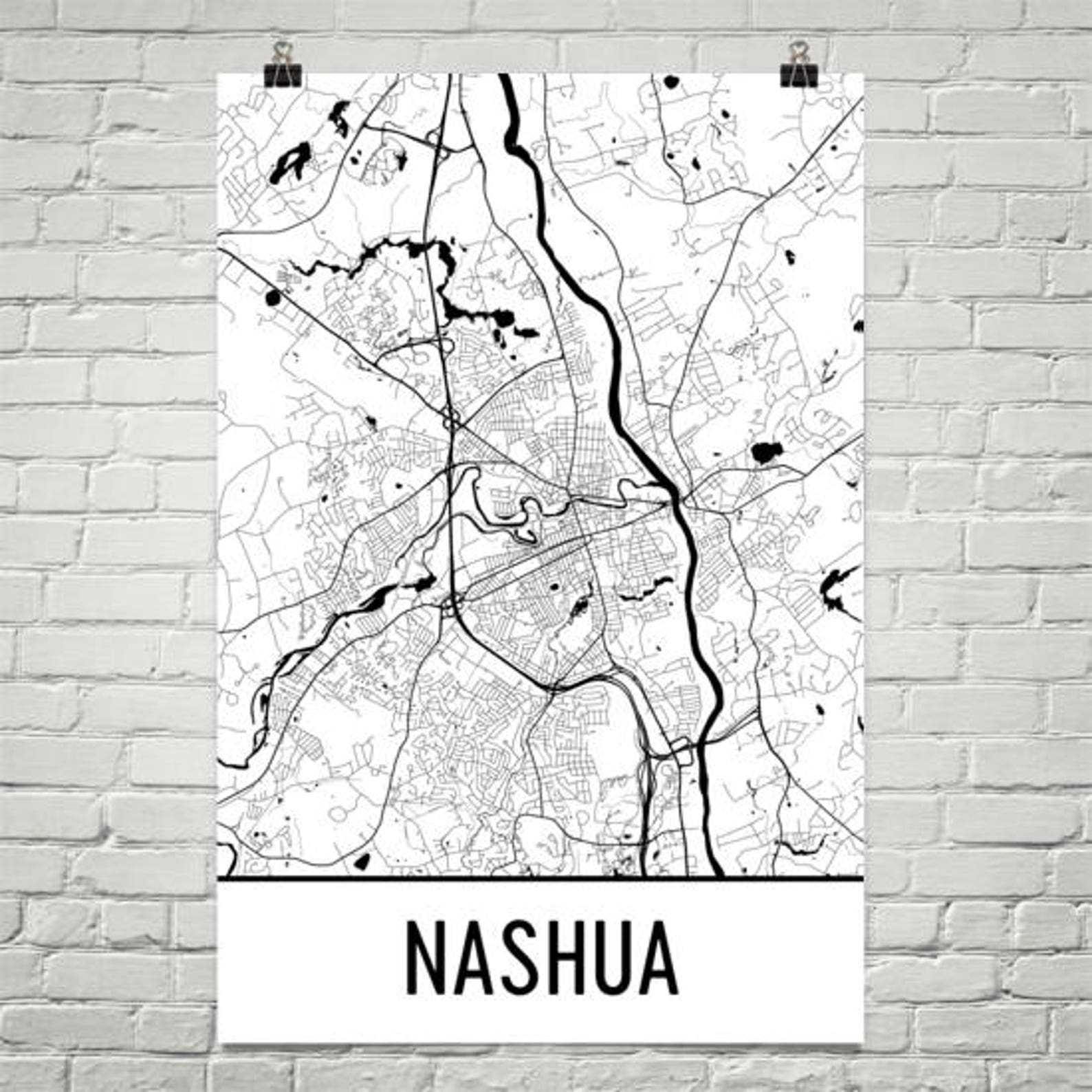 Nashua Map Nashua Art Nashua Print Nashua NH Poster Nashua | Etsy