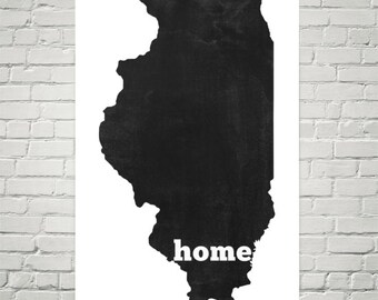 Illinois Home, Map of Illinois, Illinois Print, Illinois Map, Illinois Wall Art, Illinois Art, Illinois Gifts, Illinois Decor, Poster