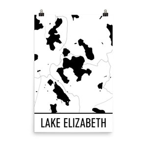 Lake Elizabeth Minnesota, Lake Elizabeth MN, Minnesota Art, Minnesota Decor, Lake Map, Elizabeth MN Lake, Cottage Decor, Minnesota Map