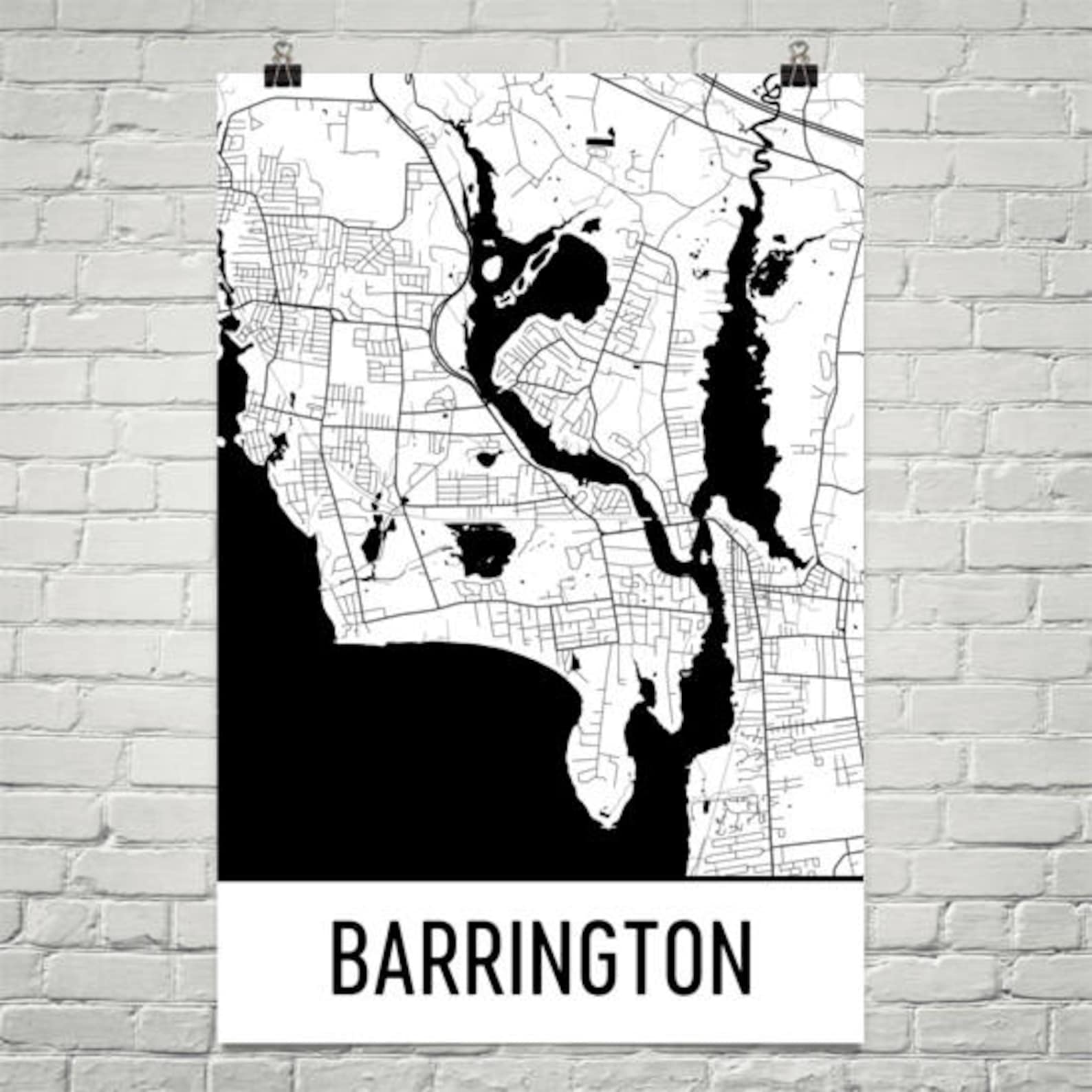 Barrington RI Map Barrington Art Barrington Print Etsy