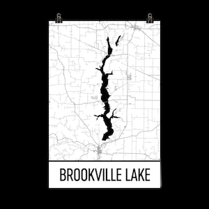 Brookville Lake Indiana, Brookville Lake IN, Brookville Lake Map, Indiana Map, Indiana House Decor, Lake Map, Brookville Lake Fishing