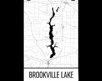 Brookville Lake Topo Map Brookville Lake Indiana Brookville Lake In Brookville Lake | Etsy
