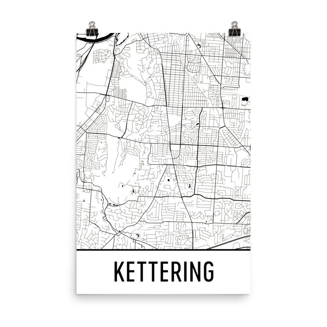 Kettering Map Kettering Art Kettering Print Kettering OH Etsy