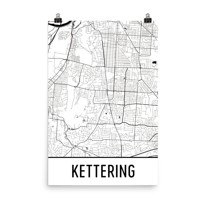 Kettering Map Kettering Art Kettering Print Kettering OH Etsy