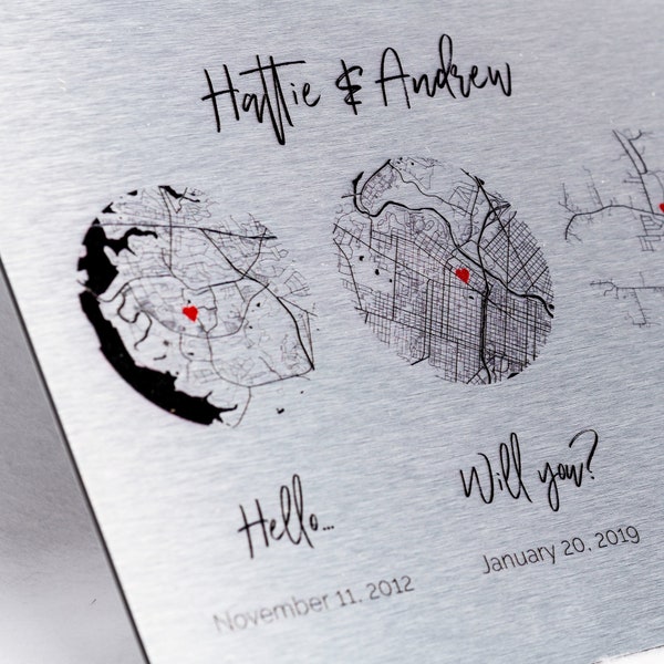 10th Anniversary Aluminum Map - Custom Gift for Couple - Tin Anniversary Wall Art