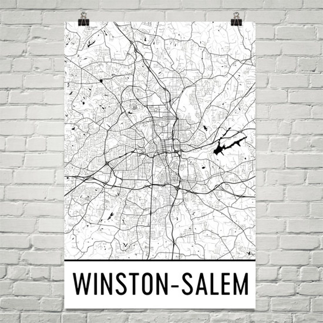 Winston Salem Map, Winston Salem Art, Winston Salem Print, Winston ...