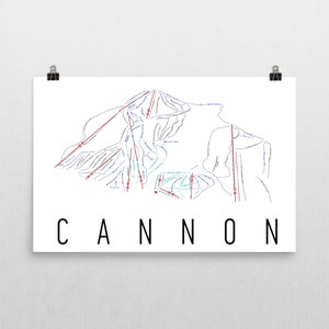 Kanon Ski kaart kunst Cannon berg (New Hampshire) kunst, Cannon Trail kaart, Cannon Mountain Ski Resort (New Hampshire) kaart, Ski kunst, Ski geschenken