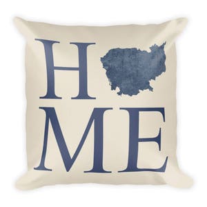 Cambodia Pillow, Cambodia Gifts, Cambodian Decor, Cambodia Home, Cambodia Throw Pillow, Cambodia Art, Cambodia Map, Cambodia Cushion