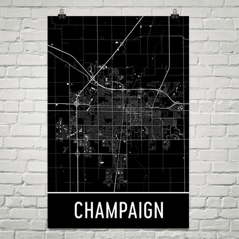 Champaign Map Art Print, Champaign IL Art Poster, Champaign Wall Art, Map of Champaign, Champaign Print, Gift, Birthday, Decor, Modern, Art image 3