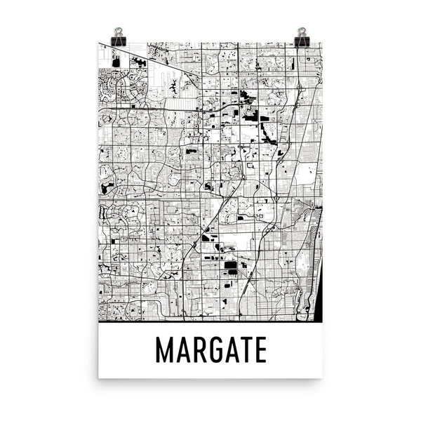 Margate Map, Margate Art, Margate Print, Margate FL Poster, Margate Wall Art, Map of Margate, Margate Gift, Margate Decor, Map Art Print