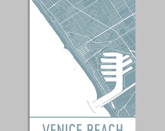 Venice Beach CA Map Art Print: Modern Street Map Poster