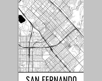San Fernando Valley Map Art Print: California Street Map Poster