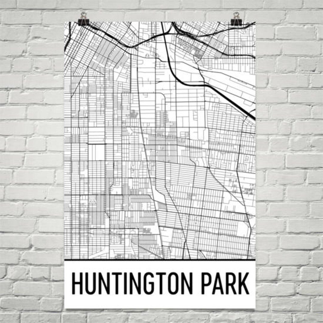 Huntington Park CA Map Huntington Park Art Huntington Park Etsy