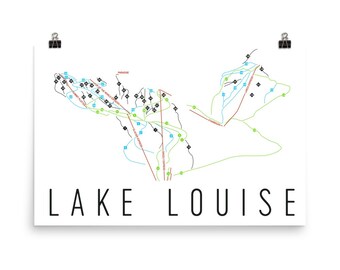 Lake Louise Ski Map Art Print: Banff Canada Ski Resort