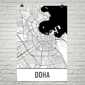 Doha Map, Doha Art, Doha Print, Doha Qatar Poster, Doha Wall Art, Doha Gift, Doha Poster, Doha Decor, Doha Map Art, Doha Art Print, Modern
