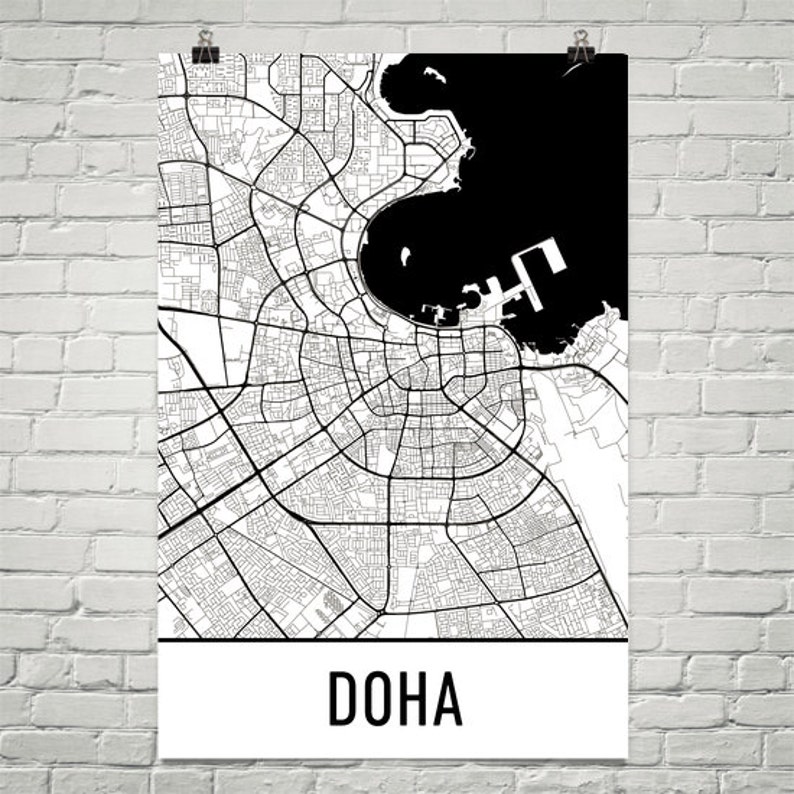 Doha Map Doha Art Doha Print Doha Qatar Poster Doha Wall Etsy