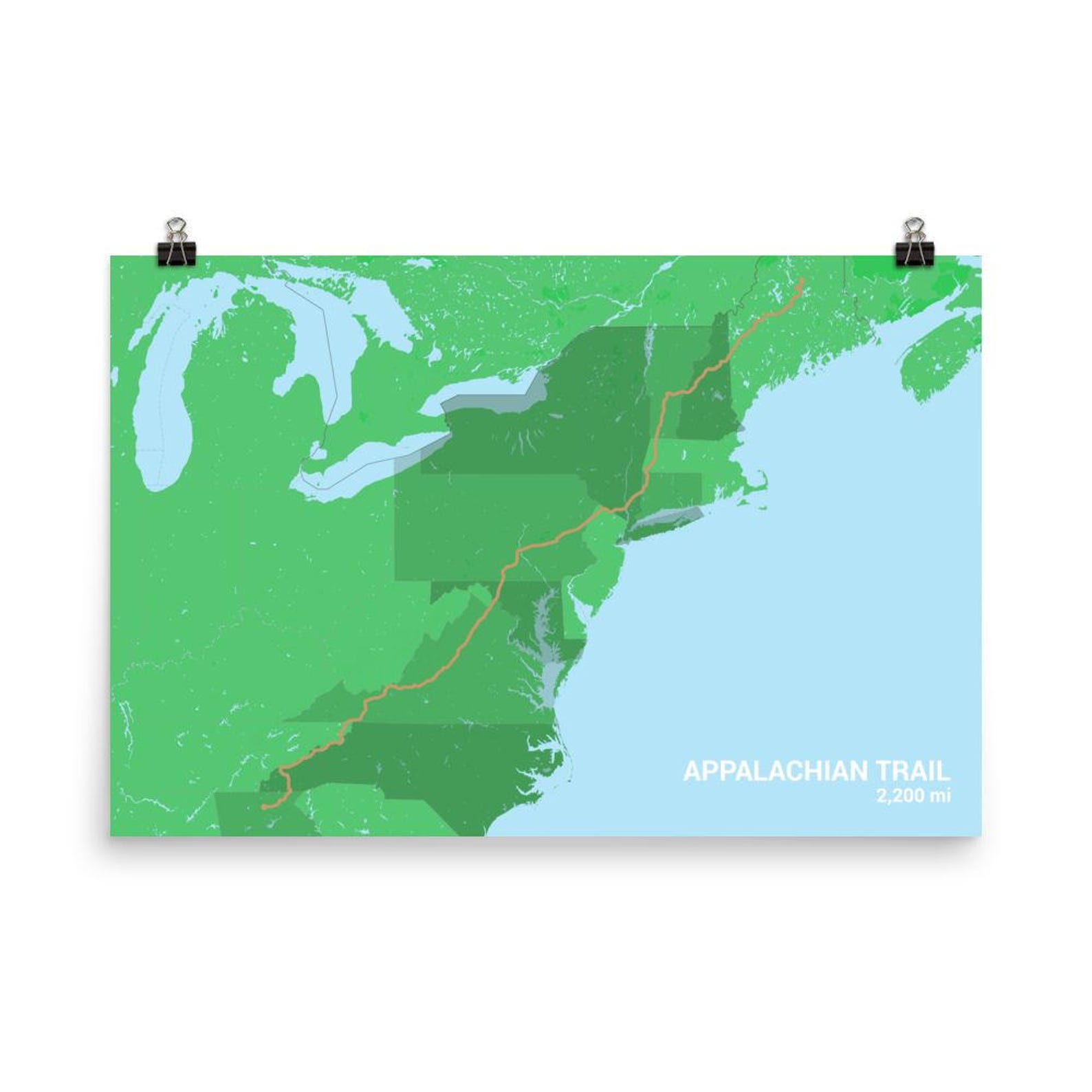 Appalachian Trail Map Appalachian Trail Poster Appalachian - Etsy